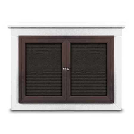United Visual Products 60"x36" 2-Door Enclosed Letterboard, Black Vinyl/Walnut UV2625O-WALNUT-LICORI